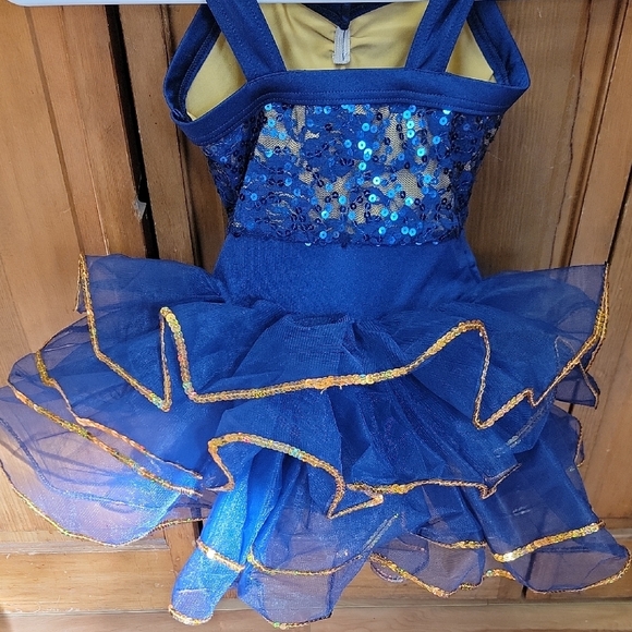 Weissman Size SC (6/6X) Navy & Gold Showtime Sequin Tutu Dance Costume #13838 - Picture 3 of 14